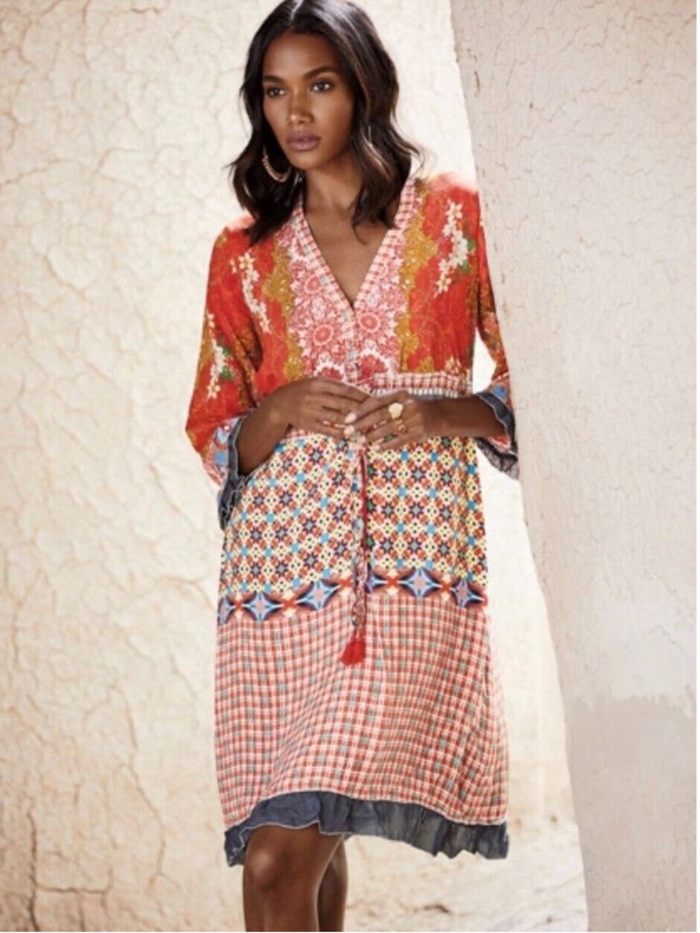 Johnny Was Rayne patchwork floral tunic dress